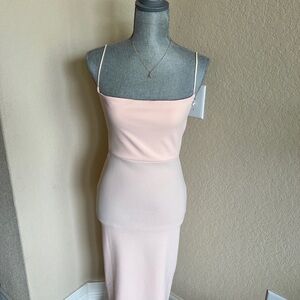 Sleeveless Blush Pink Midi Dress with Thin Straps